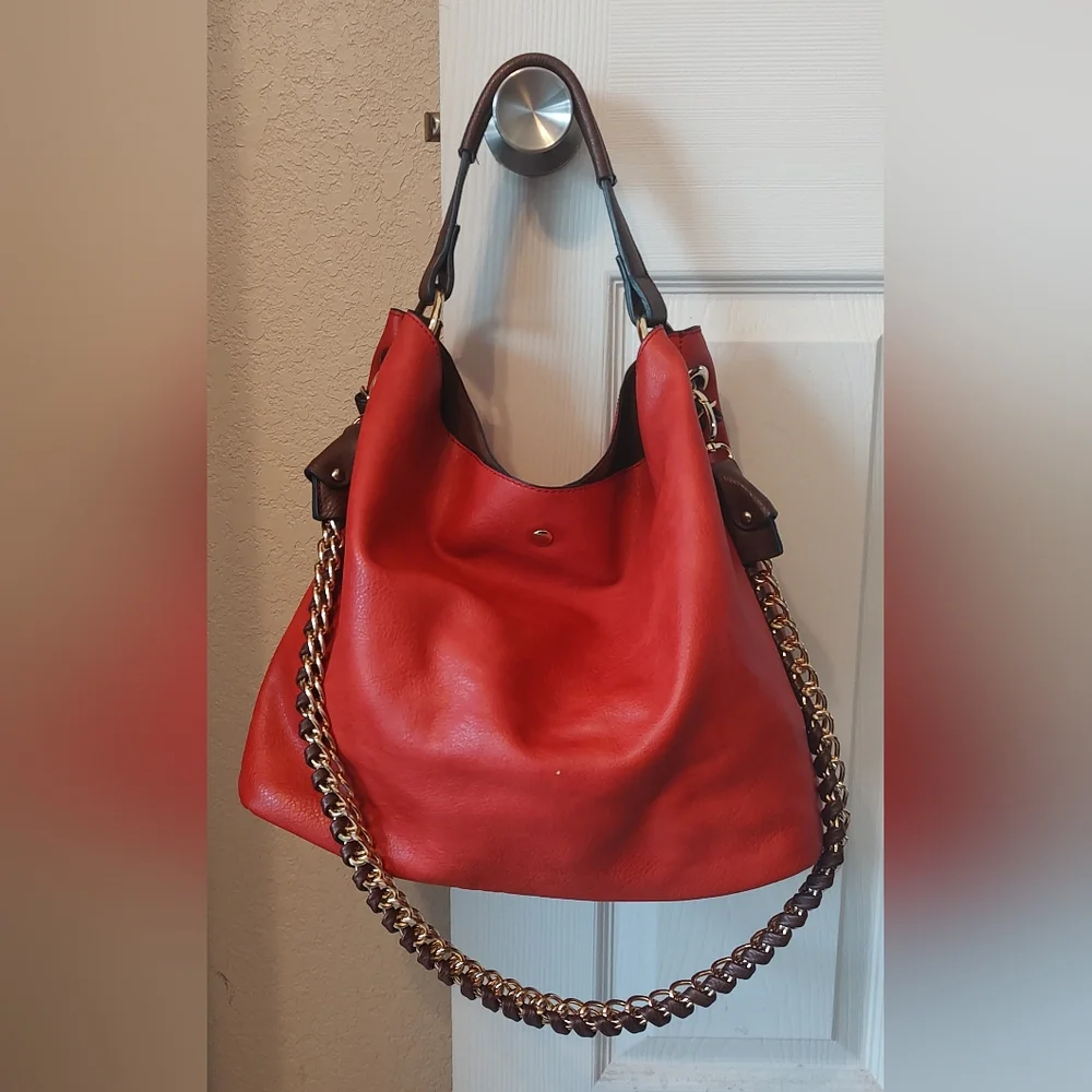 Red Boho Chain Shoulder Bag